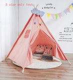 Nordic Style Wooden Support Canvas Tent Children Baby Play House Tent Light Roof Tipi Princess Room Indian Teepee Tent Kids Gift