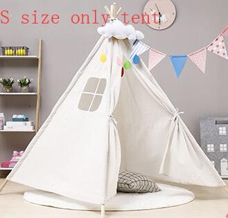 Nordic Style Wooden Support Canvas Tent Children Baby Play House Tent Light Roof Tipi Princess Room Indian Teepee Tent Kids Gift