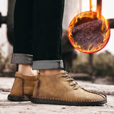 Men Warm Boots Men Fur High Quality Split Leather Waterproof