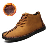 Men Warm Boots Men Fur High Quality Split Leather Waterproof