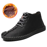 Men Warm Boots Men Fur High Quality Split Leather Waterproof