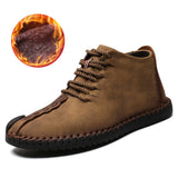 Men Warm Boots Men Fur High Quality Split Leather Waterproof