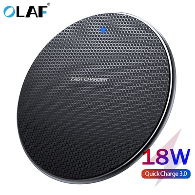 Olaf 18W Qi Wireless Charger Receiver for iPhone Xs Max X 8 Plus Fast Charging Pad for Samsung Note 9 S10 Plus chargeur sans fil
