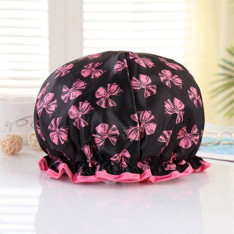 1pcs Lovely Thick Women Shower Satin Hats - Waterproof